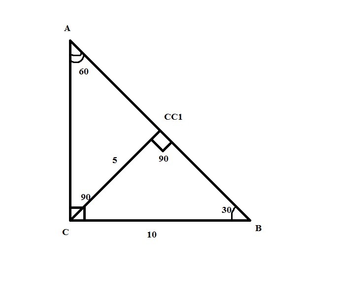 Найти вс угол в 60. В треугольнике АВС угол с равен 90 cc1 высота. В треугольнике ABC C 90 cc1 высота сс1 5см вс 10см. В треугольнике АВС С 90 сс1 высота сс1 5 см вс 10 см. В треугольнике с 90 сс1 высота сс1 5 см.