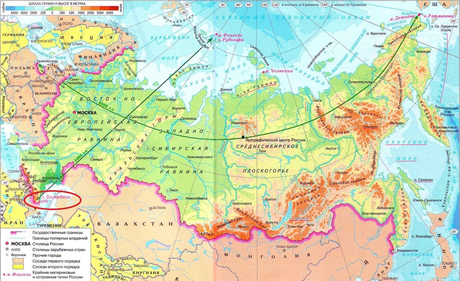 Карта горных систем россии