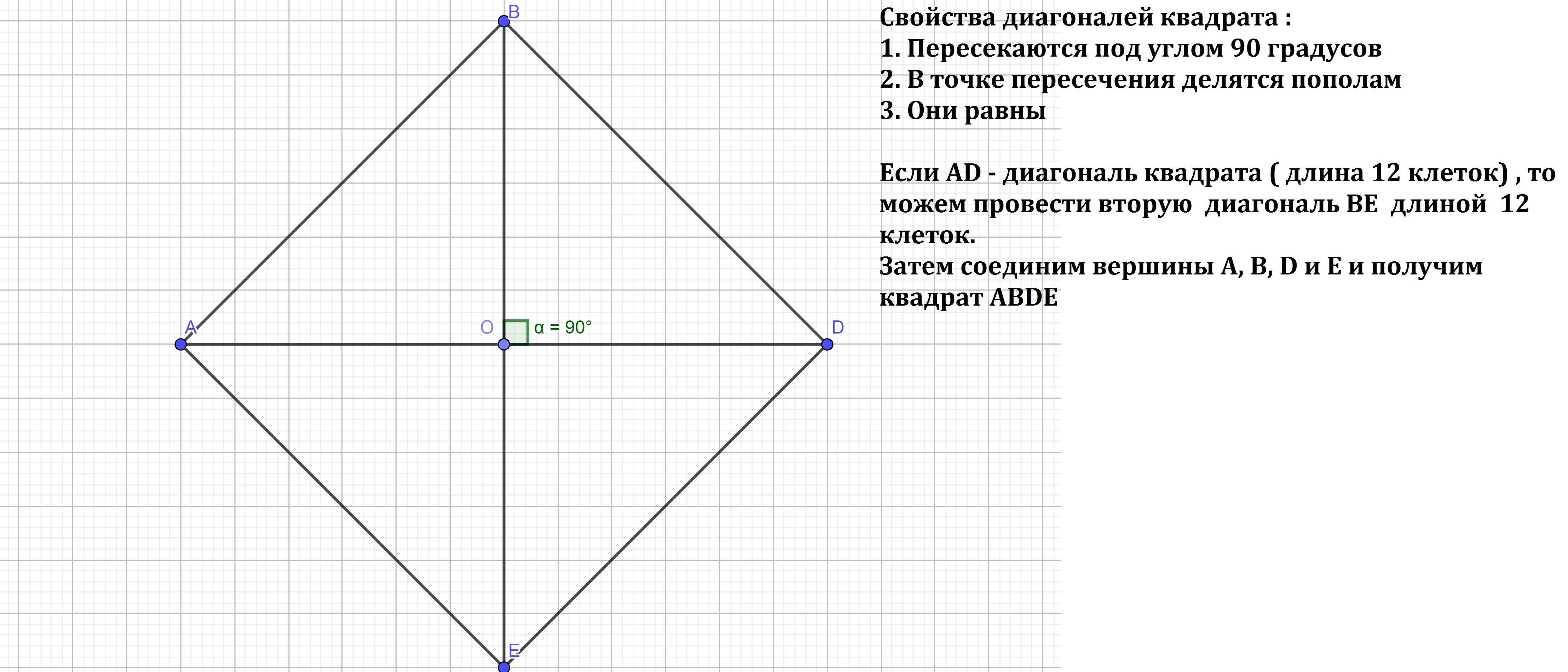 Проведи диагонали квадрата