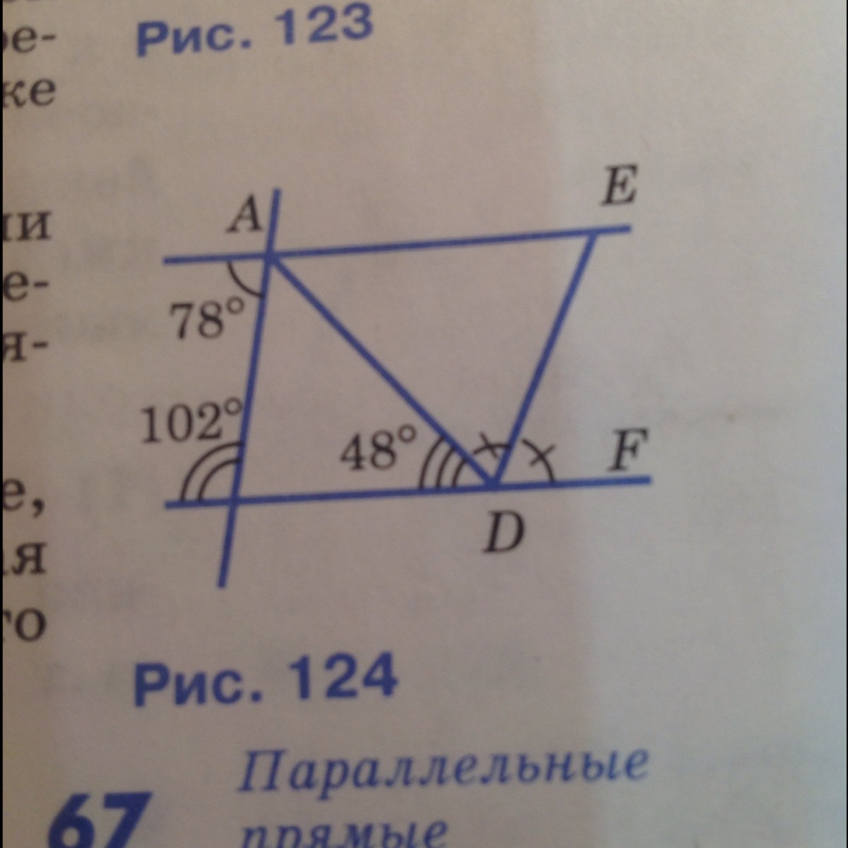 На рисунке 124 de биссектриса угла adf