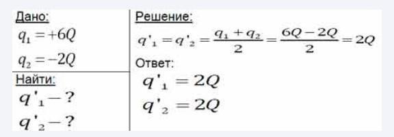 2 одинаковых металлических шарика заряженных положительными зарядами. Шесть зарядов q. Два маленьких одинаковых металлических шарика заряжены зарядами q и 5q. На двух одинаковых металлических шариках находятся зарчды +q и -5q.