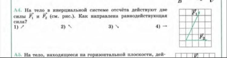 Две силы f1 и f2 действуют на тело как показано на рисунке