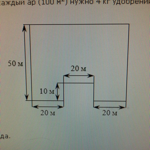 На рисунке изображен огород. На рисунке изображён огород на каждый ар 100 м2 нужно 4 кг удобрений. Найти периметр огорода. Найдите периметр огорода.